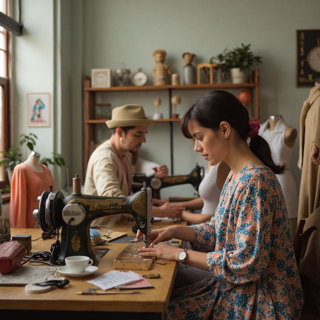 Vintage Thread founders in their first workshop